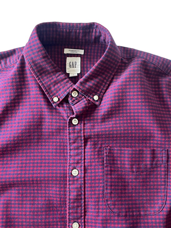 GAP Other - GAP Men's Large (L) Standard Fit Cotton Burgundy/Navy Check Flannel Shirt